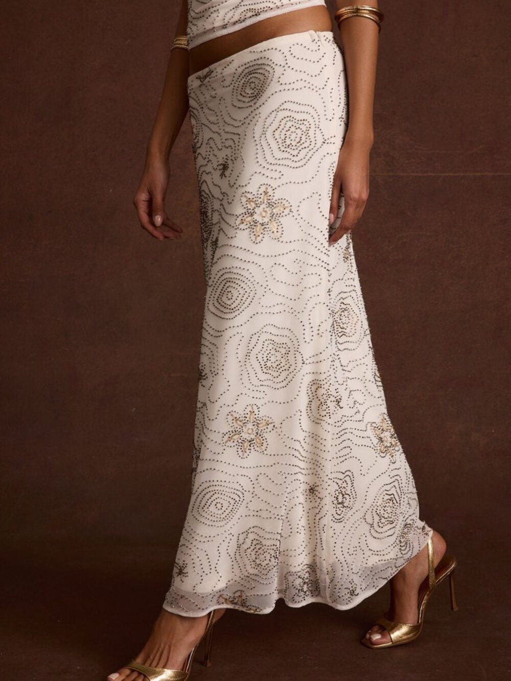 12th Tribe Julia White Beaded Maxi Skirt Size SS - Picture 3 of 3